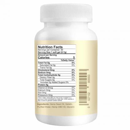 Nutrition Facts CBD Gel Soft Caps